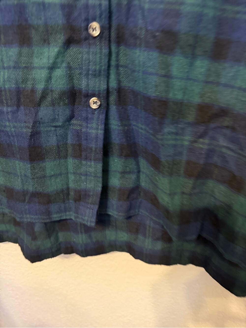 In the Beginning S/M green & Navy oversized Plaid Button-Up Shirt - Picture 3 of 7